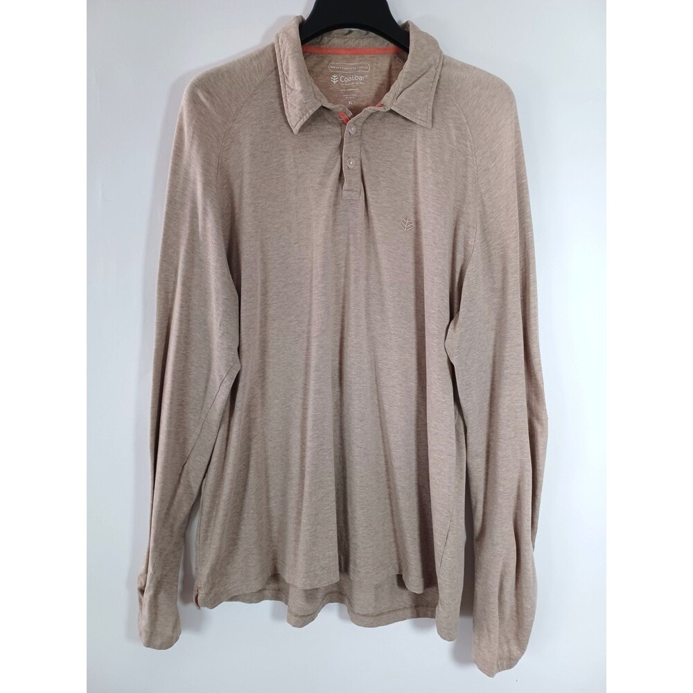 Coolibar Long Sleeve Polo Shirt Mens XL UPF 50 Sun Protection Heathered‎ Golf